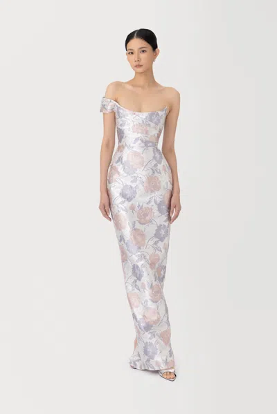 Sau Lee Jackson Brocade Gown In Multi