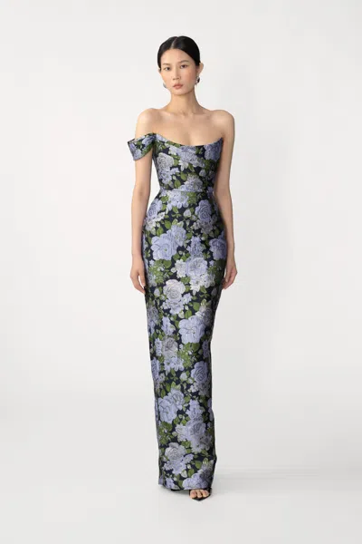 Sau Lee Jackson Jacquard Gown In Multi