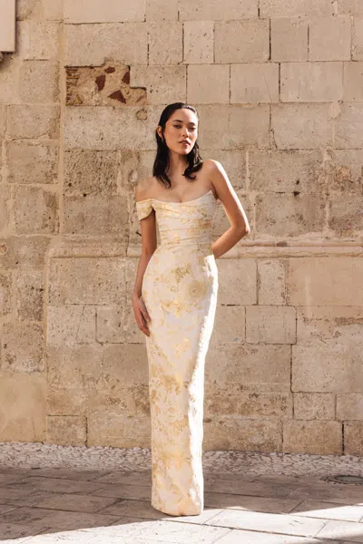 Sau Lee Jackson Jacquard Gown In Multi