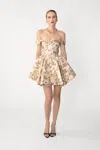 Sau Lee Jem Brocade Mini Dress In Neutral