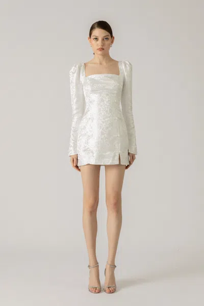 Sau Lee Jen Chinese Jacquard Mini Dress In White