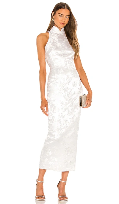 Sau Lee Jill Chinese Jacquard Pencil Dress In Ivory