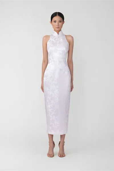Sau Lee Jill Chinese Jacquard Pencil Dress In Ivory