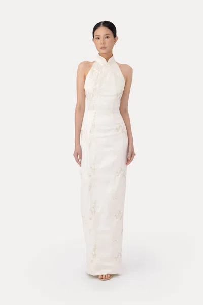 Sau Lee Jillian Embroidered Gown In White