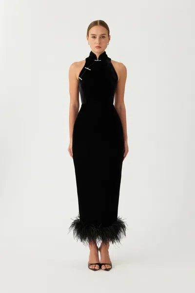 Sau Lee Jillian Velvet Dress In Black