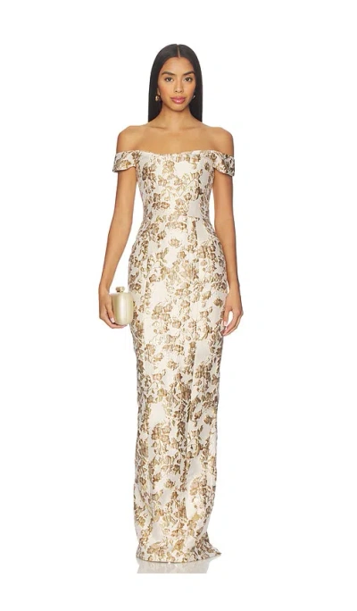 Sau Lee Joanna Jacquard Gown In Neutral