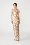 Sau Lee Joanna Jacquard Gown In Gold