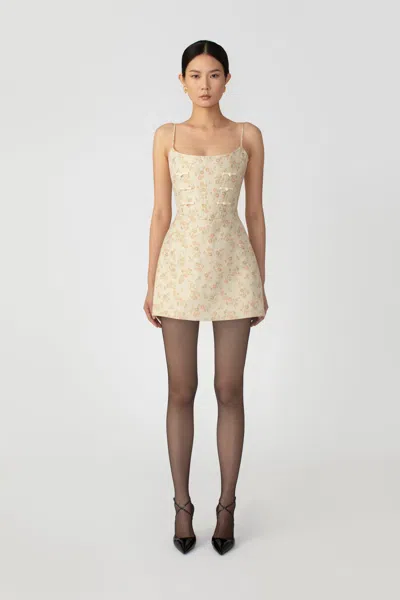 Sau Lee Joey Jacquard Mini Dress In Sand Multi