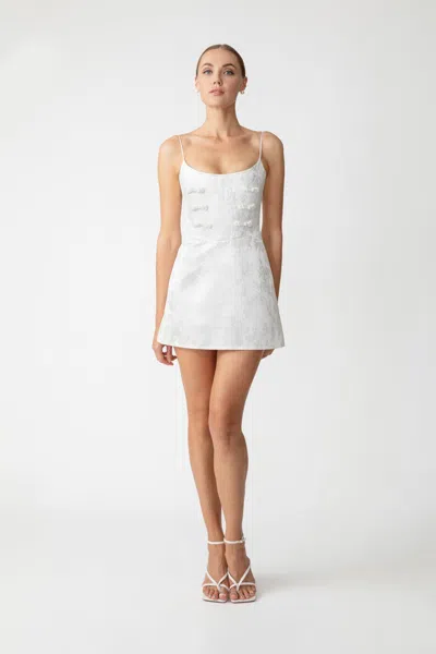 Sau Lee Joey Jacquard Mini Dress In White