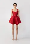 Sau Lee Jolie Jacquard Mini Dress In Red