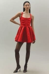 Sau Lee Jolie Jacquard Mini Dress In Red