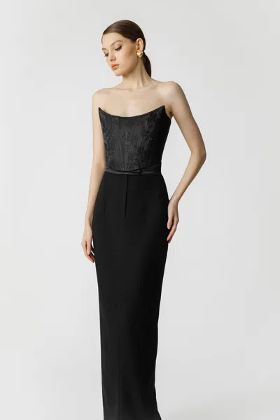 Sau Lee Josie Jacquard Top In Black