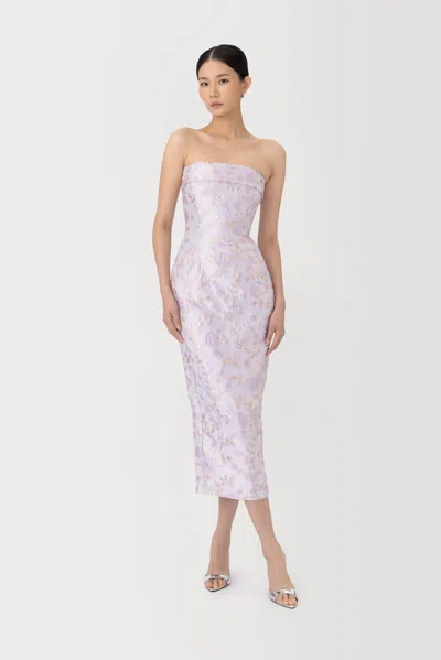 Sau Lee Judith Jacquard Midi Dress In Purple