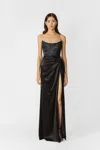 Sau Lee Julia Jacquard Gown In Black