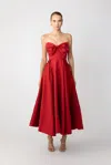 Sau Lee Juliette Jacquard Strapless Dress In Red