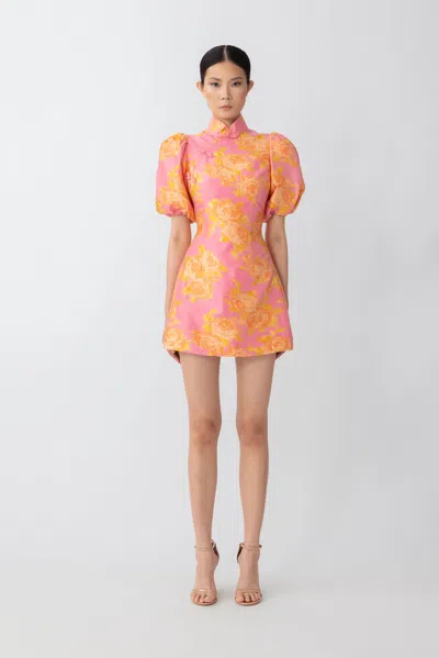Sau Lee June Jacquard Mini Dress In Pink Multi
