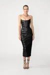 Sau Lee Juno Strapless Midi Dress In Black