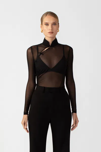 Sau Lee Kaye Mesh Bodysuit In Black