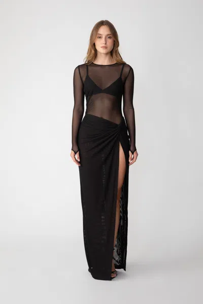 Sau Lee Kylie Sheer Dress In Black