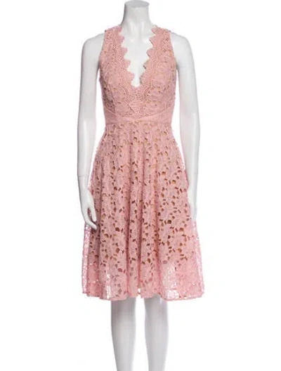 Pre-owned Sau Lee Lace Pattern Midi Length Dress In Pink