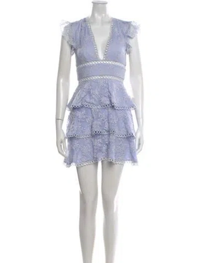 Pre-owned Sau Lee Lace Pattern Mini Dress In Purple