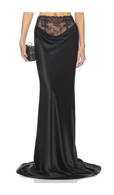 Sau Lee Lila Satin Skirt In Black