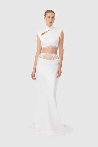 Sau Lee Lila Satin Skirt In White