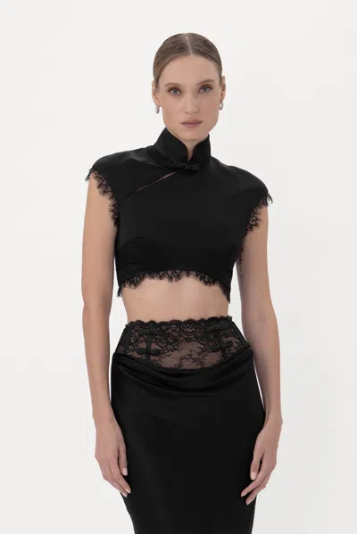 Sau Lee Lila Satin Top In Animal Print