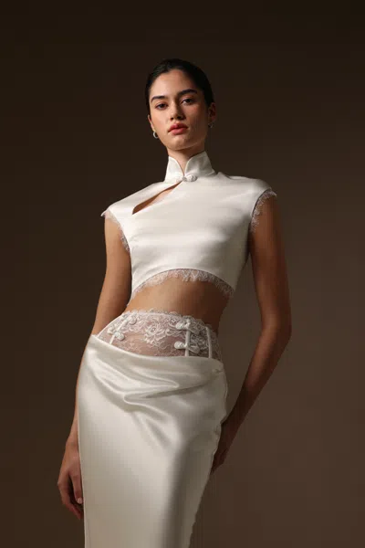 Sau Lee Lila Satin Top In White