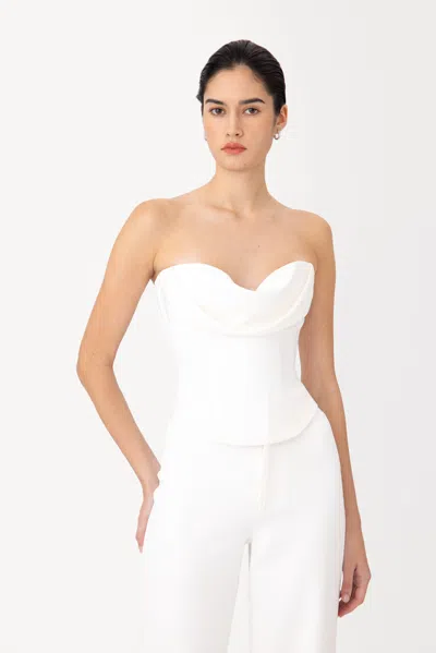 Sau Lee Lin Crepe Corset Top In White