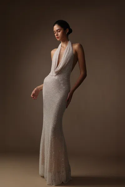 Sau Lee Lindsay Beaded Gown In White