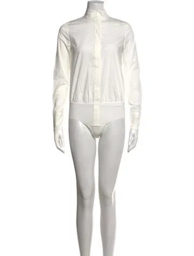 Pre-owned Sau Lee Long Sleeve Bodysuit In White
