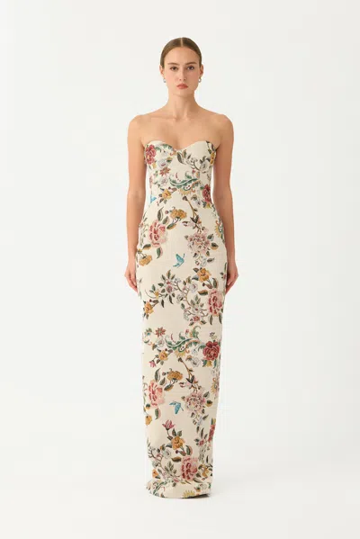 Sau Lee Maren Brocade Gown In Gray