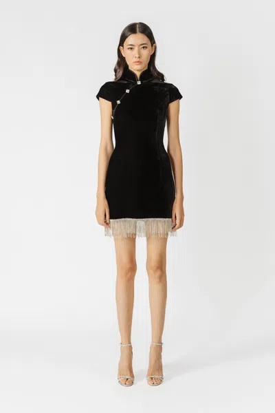 Sau Lee Margaux Velvet Mini Dress In Black