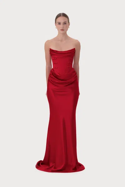 Sau Lee Margot Satin Gown In Multi
