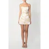 Sau Lee Mari Brocade Cocktail Dress In Neutral