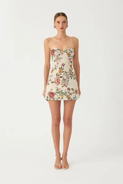 Sau Lee Maria Brocade Mini Dress In Gray