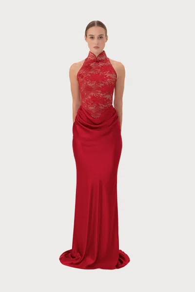 Sau Lee Marissa Gown In Burgundy