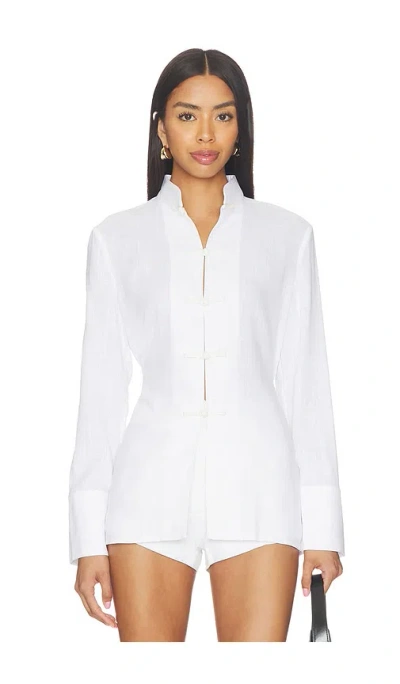 Sau Lee Martina Linen Top In White