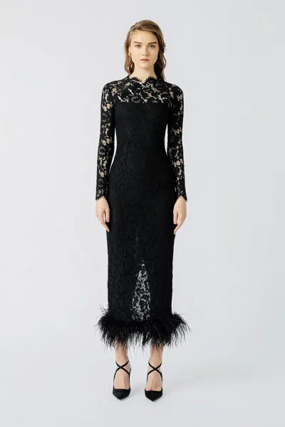 Sau Lee Maxine Lace Dress In Black