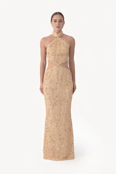 Sau Lee Meera Beaded Dress In Brown