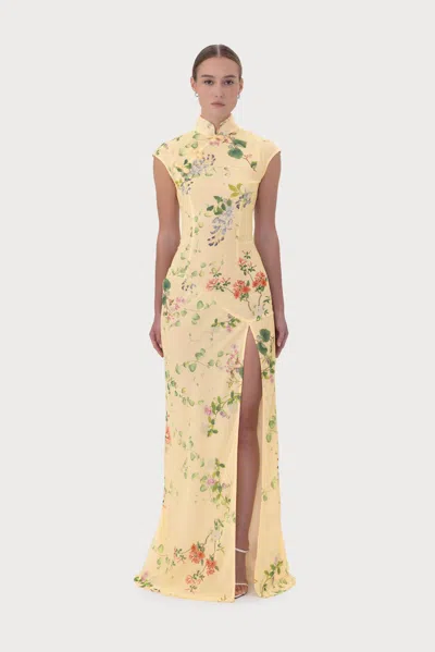 Sau Lee Melina Chiffon Dress In Yellow