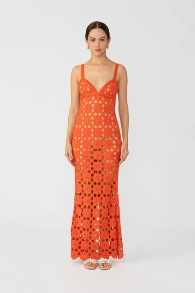 Sau Lee Mila Crochet Dress In Orange