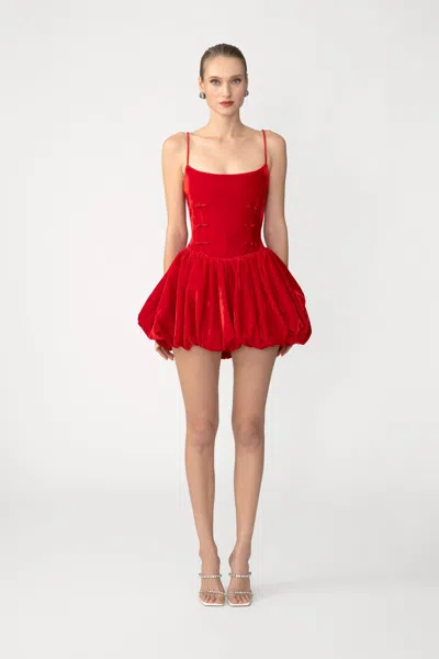 Sau Lee Miley Velvet Mini Dress In Red