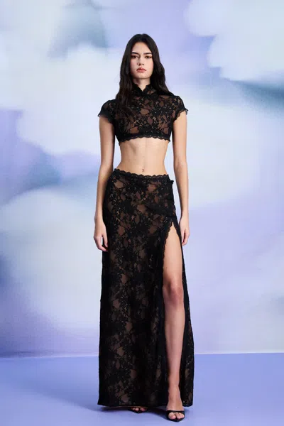 Sau Lee Mimi Lace Maxi Skirt In Black