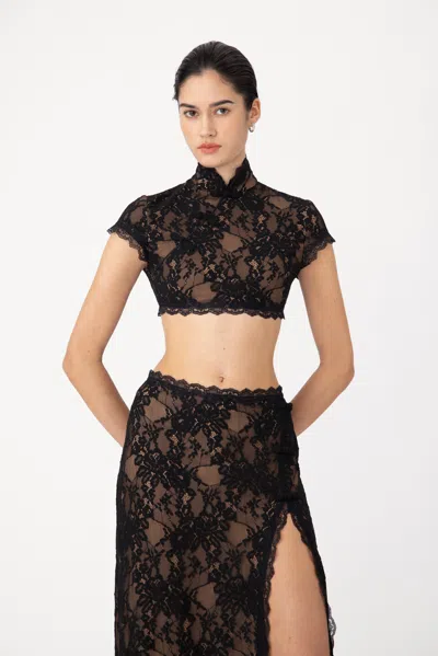 Sau Lee Mimi Lace Top In Black