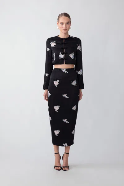 Sau Lee Mira Embroidered Top In Black