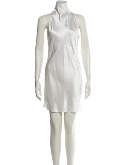 Pre-owned Sau Lee Mock Neck Knee-length Dress In Neutral