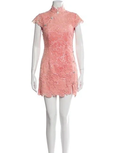 Pre-owned Sau Lee Mock Neck Mini Dress In Pink
