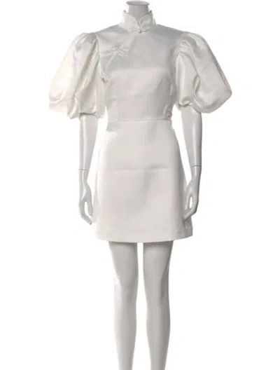 Pre-owned Sau Lee Mock Neck Mini Dress In White